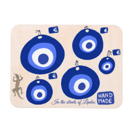 Custom Greek evil eye illustration with lizzard  Magneet