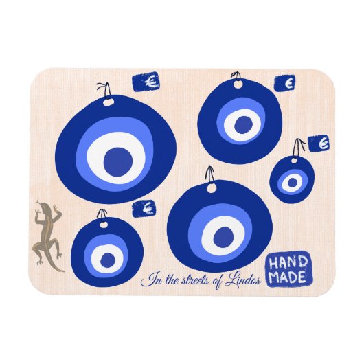 Custom Greek evil eye illustration with lizzard  Magneet (Horizontaal)