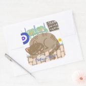 Custom Greek Taverna Cat Mediterranean Scene Vierkante Sticker (Envelop)
