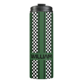 Custom Green and Black Race Sport Stripe Thermosbeker
