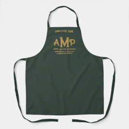 Custom Green and Gold Monogram Business Schort