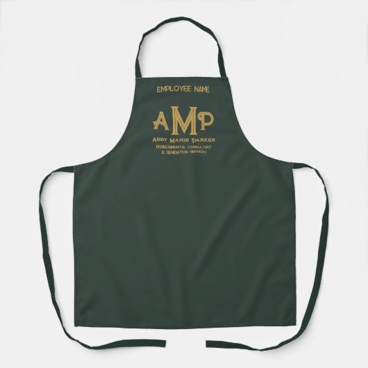 Custom Green and Gold Monogram Business Schort (Voorkant)