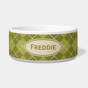 Custom Green Argyle Pet Bowl Voerbakje