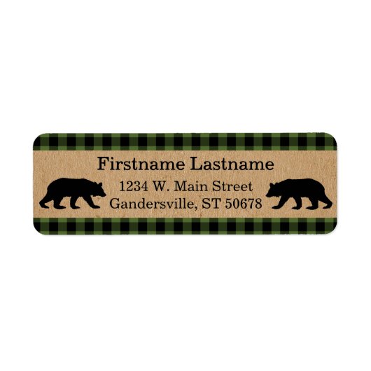 Custom Green Black Country Check Plaid Pattern Etiket (Voorkant)