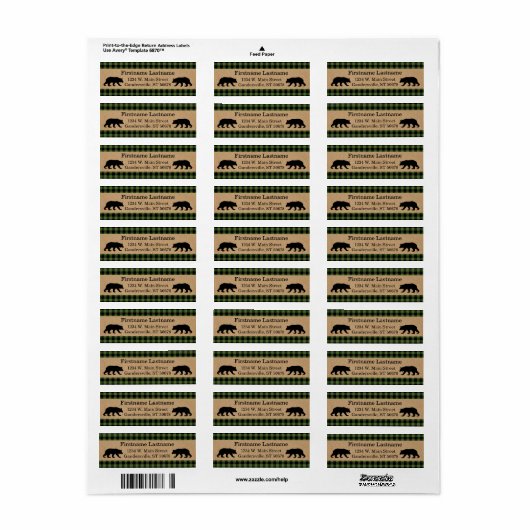Custom Green Black Country Check Plaid Pattern Etiket (Full Sheet)