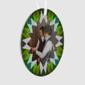 Custom Green Christmas Star Family Photo Gift Tree Ornament (voorkant)