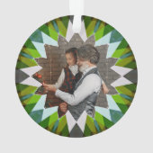 Custom Green Christmas Star Family Photo Gift Tree Ornament (achterkant)