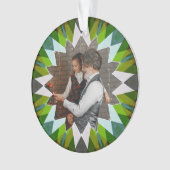Custom Green Christmas Star Family Photo Gift Tree Ornament (voorkant)