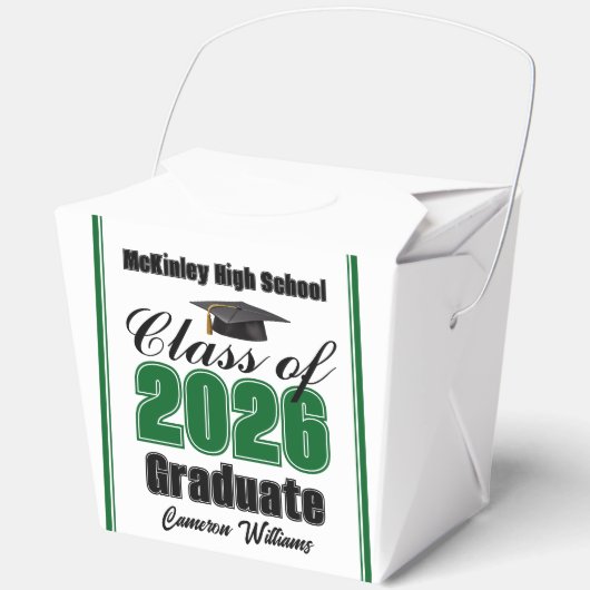 Custom Green Class of 2026 Graduation Party Bedankdoosjes (Voorkant)
