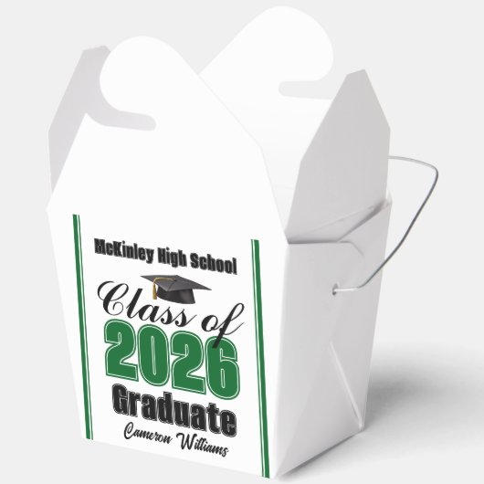 Custom Green Class of 2026 Graduation Party Bedankdoosjes (Open)