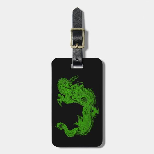 Custom Green Dragon Herensuge Bagagelabel (Voorkant verticaal)