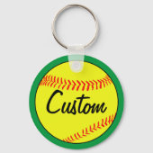 Custom Green Fastpitch Softball Team of Player Sleutelhanger (Voorkant)