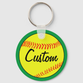 Custom Green Fastpitch Softball Team of Player Sleutelhanger