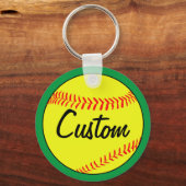 Custom Green Fastpitch Softball Team of Player Sleutelhanger (Achterkant)