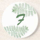 Custom Green Fern Monogram Onderzetters door Chery (Voorkant)
