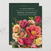 Custom Green Floral Funeral Memorial Programme Programmakaart (Voorkant / Achterkant)