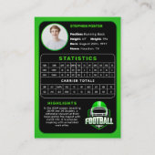 Custom Green Football Trading Kaart Photo Stats Contactkaartje (Achterkant)