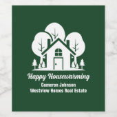 Custom Green Forest Happy Housewarming Gift Wijn Etiket (Enkel label)