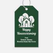 Custom Green Forest Happy Housewarming Realtor Cadeaulabel (Voorkant)