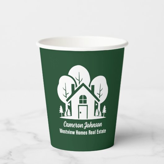 Custom Green Forest House Real Estate Company Papieren Bekers (Achterkant)