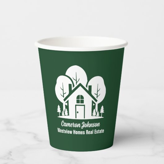 Custom Green Forest House Real Estate Company Papieren Bekers