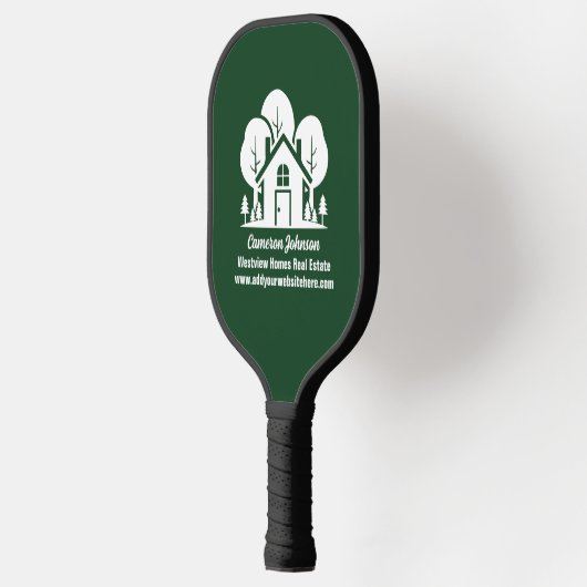 Custom Green Forest House Real Estate Company Pickleball Paddle (Links)