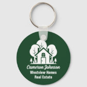 Custom Green Forest House Real Estate Company Sleutelhanger (Voorkant)