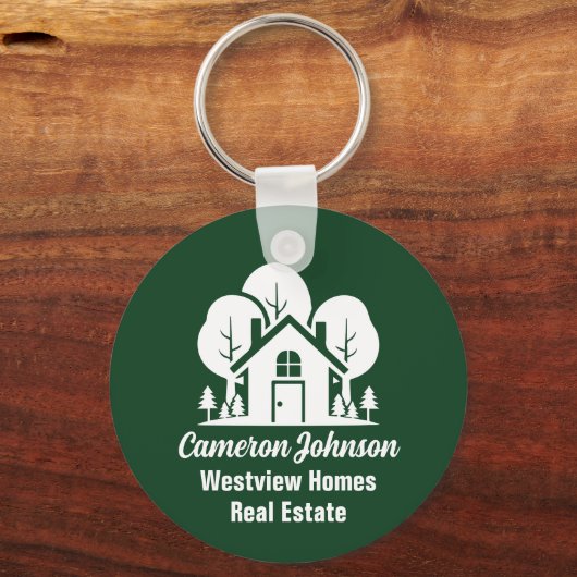 Custom Green Forest House Real Estate Company Sleutelhanger (Voorkant)