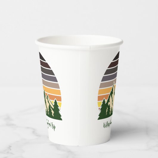 Custom Green Forest Mountain Party Papieren Bekers (Rechts)