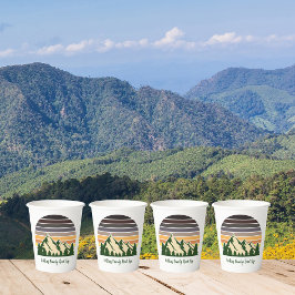 Custom Green Forest Mountain Party Papieren Bekers