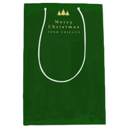 Custom Green Gold Christmas Medium Cadeauzakje