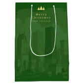 Custom Green Gold Christmas Medium Cadeauzakje (Achterkant)