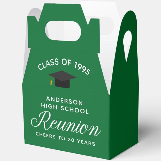 Custom Green High School Alumni Reunion Party Bedankdoosjes (Open)