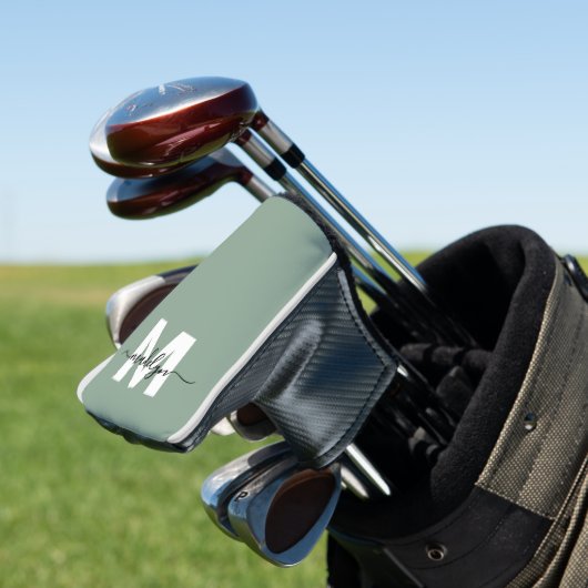 Custom Green Initial Name Monogram Golfheadcover (Insitu)