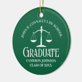 Custom Green Law School Afstuderen Foto Kerstmis Keramisch Ornament (Links)