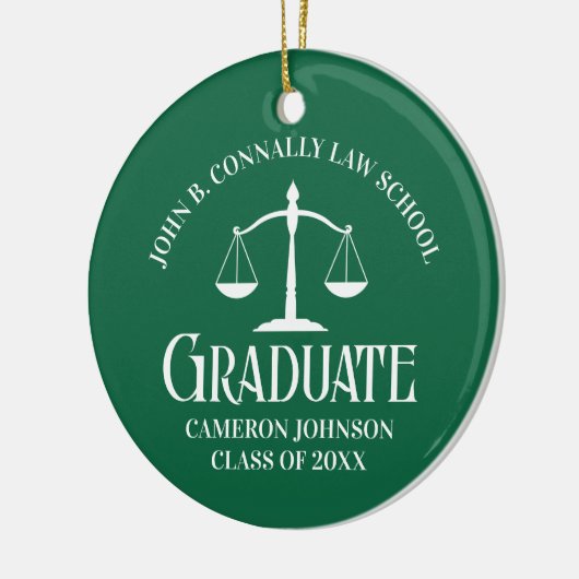 Custom Green Law School Afstuderen Foto Kerstmis Keramisch Ornament (Links)