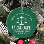 Custom Green Law School Afstuderen Foto Kerstmis Keramisch Ornament