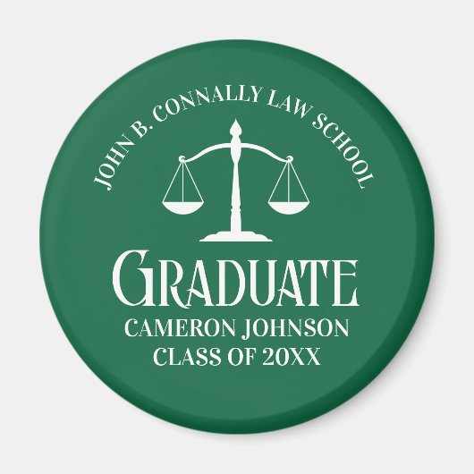 Custom Green Law School Afstuderen Keepsake Magneet (Voorkant)