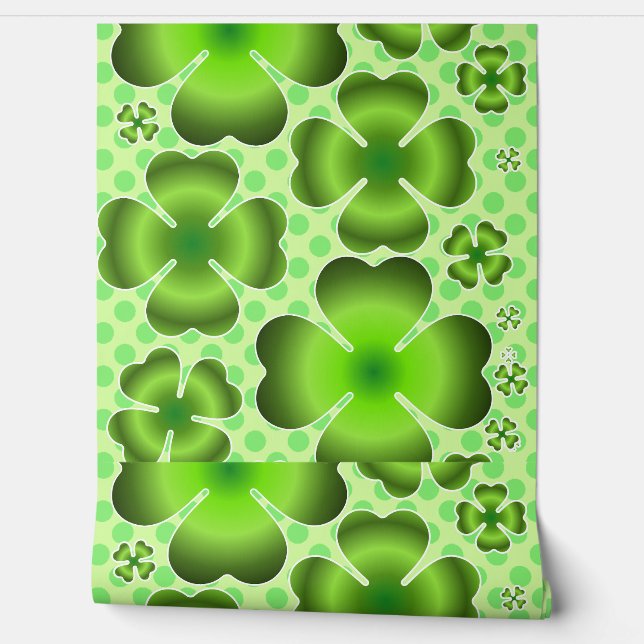 Custom Green Lucky Clover Pattern Gift Behang (Afrollen)