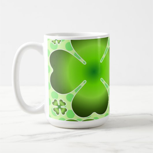 Custom Green Lucky Clover Pattern Gift Koffiemok (Links)