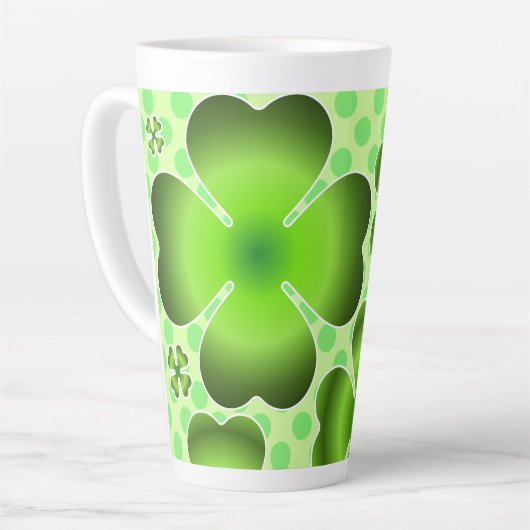 Custom Green Lucky Clover Pattern Gift Latte Mok (Linkerhoek)