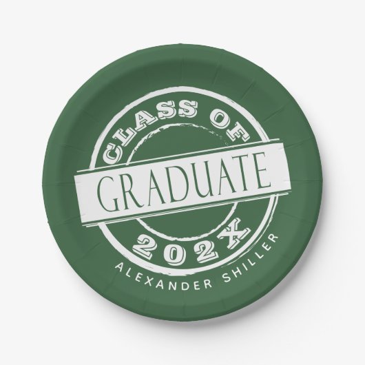 Custom Green Modern Afstuderen Graduation Party Papieren Bordje (Voorkant)