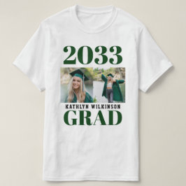 CUSTOM Green Modern Simple Script 2 Photo Afstudee T-shirt