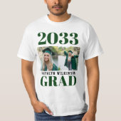 CUSTOM Green Modern Simple Script 2 Photo Afstudee T-shirt (Voorkant)