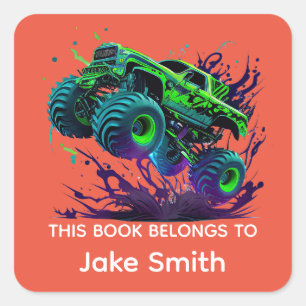 Custom Green Monster Truck Sticker voor kinderen