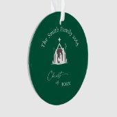 Custom Green Nativity Photo Acrylic Christmas Ornament (voorkant)