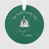 Custom Green Nativity Photo Acrylic Christmas Ornament (voorkant)