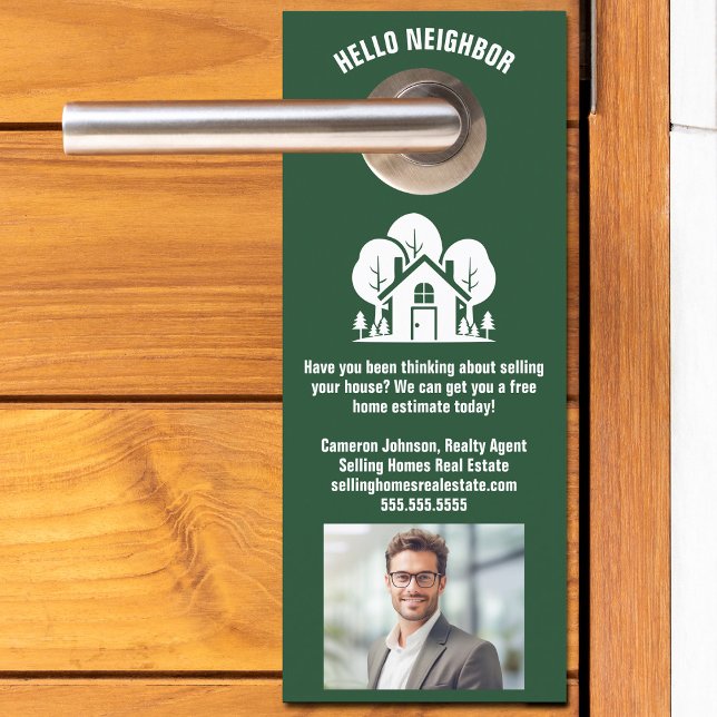 Custom Green Real Estate Company Home Marketing Deurhanger (Creator heeft geüpload)