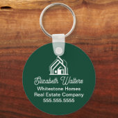 Custom Green Real Estate Company House Realtor Sleutelhanger (Voorkant)