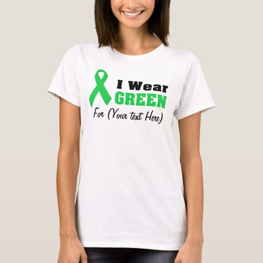 Custom Green Ribbon Awareness T-shirt (Voorkant)